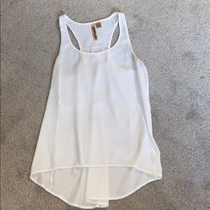 Sheer Cream Business Wear Hi-Lo Tank
